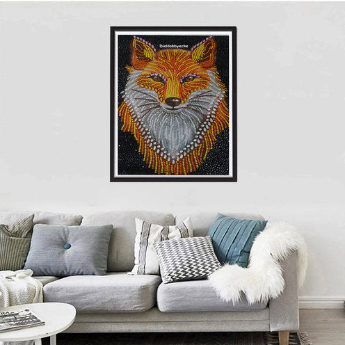 Diamond Painting Teilbild Fuchs mit Strass Steinen