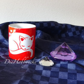 DieHobbyecke Tasse Herzchen und Katze in rot